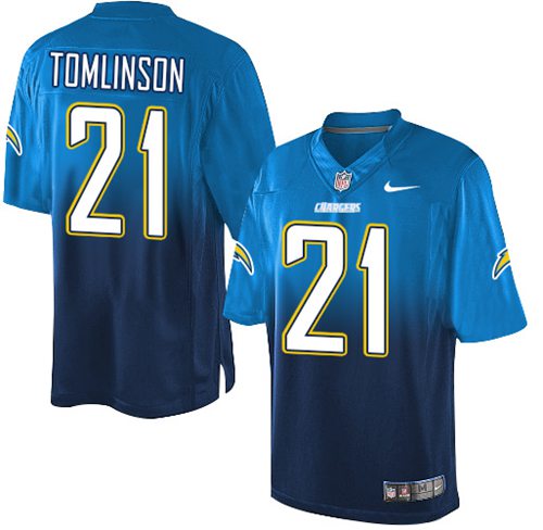 Nike Chargers #21 LaDainian Tomlinson Electric Blue/Navy Blue Men's Stitched NFL Elite Fadeaway Fashion Jersey