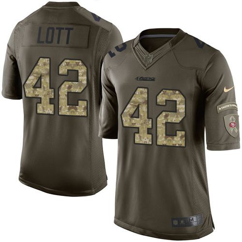 Nike 49ers #42 Ronnie Lott Green Men's Stitched NFL Limited Salute to Service Jersey