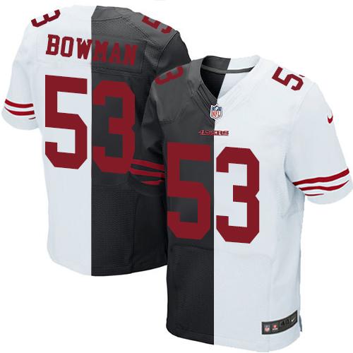 Nike 49ers #53 NaVorro Bowman Black/White Men's Stitched NFL Elite Split Jersey