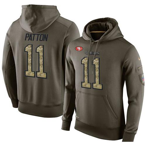 NFL Men's Nike San Francisco 49ers #11 Quinton Patton Stitched Green Olive Salute To Service KO Performance Hoodie