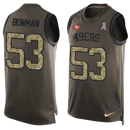 Nike 49ers #53 NaVorro Bowman Green Men's Stitched NFL Limited Salute To Service Tank Top Jersey