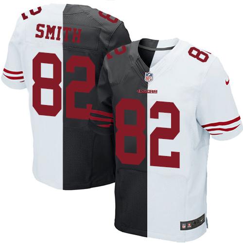 Nike 49ers #82 Torrey Smith Black/White Men's Stitched NFL Elite Split Jersey