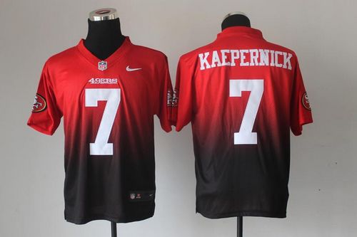 Nike 49ers #7 Colin Kaepernick Red/Black Men's Stitched NFL Elite Fadeaway Fashion Jersey