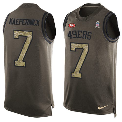 Nike 49ers #7 Colin Kaepernick Green Men's Stitched NFL Limited Salute To Service Tank Top Jersey