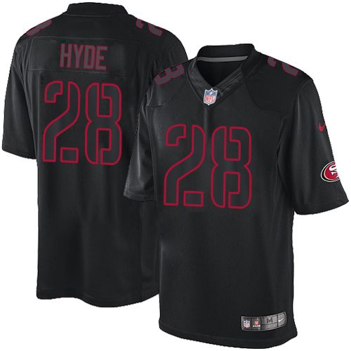 Nike 49ers #28 Carlos Hyde Black Men's Stitched NFL Impact Limited Jersey
