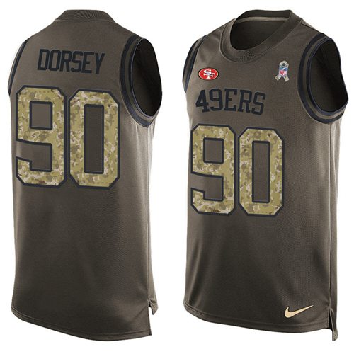Nike 49ers #90 Glenn Dorsey Green Men's Stitched NFL Limited Salute To Service Tank Top Jersey