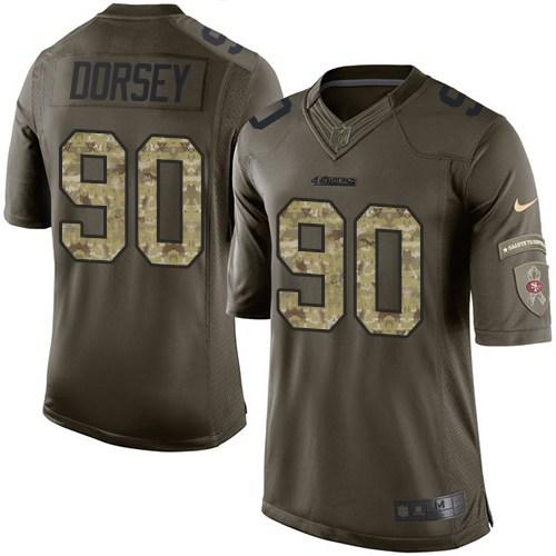 Nike 49ers #90 Glenn Dorsey Green Men's Stitched NFL Limited Salute to Service Jersey