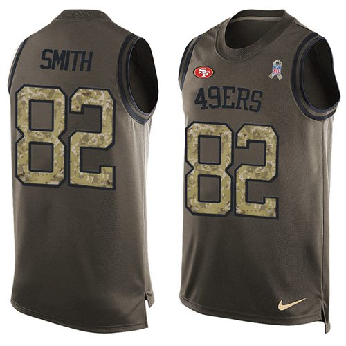 Nike 49ers #82 Torrey Smith Green Men's Stitched NFL Limited Salute To Service Tank Top Jersey