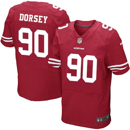 Nike 49ers #90 Glenn Dorsey Red Team Color Men's Stitched NFL Elite Jersey