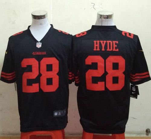 Nike 49ers #28 Carlos Hyde Black Alternate Men's Stitched NFL Game Jersey