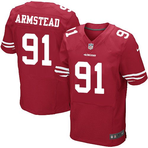 Nike 49ers #91 Arik Armstead Red Team Color Men's Stitched NFL Elite Jersey