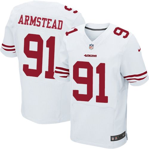 Nike 49ers #91 Arik Armstead White Men's Stitched NFL Elite Jersey