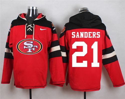Nike 49ers #21 Deion Sanders Red Player Pullover NFL Hoodie