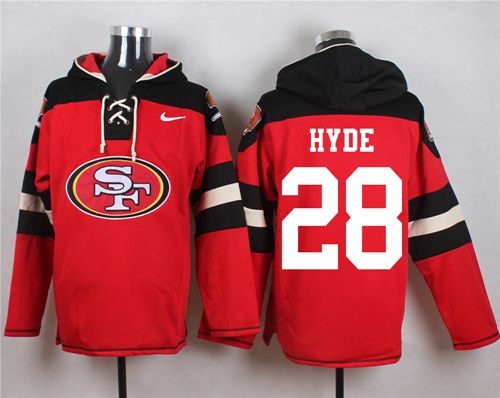 Nike 49ers #28 Carlos Hyde Red Player Pullover NFL Hoodie