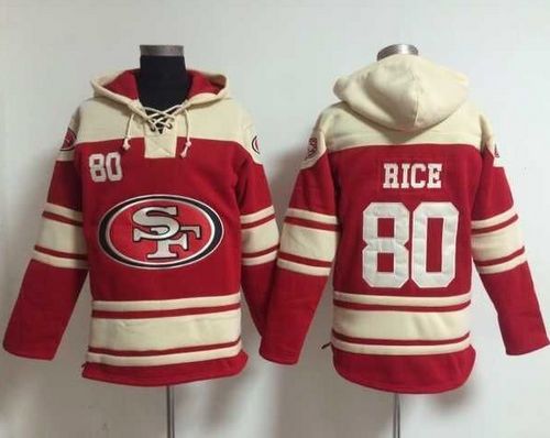 Nike 49ers #80 Jerry Rice Red Sawyer Hooded Sweatshirt NFL Hoodie