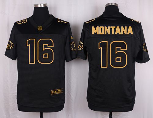 Nike 49ers #16 Joe Montana Black Men's Stitched NFL Elite Pro Line Gold Collection Jersey