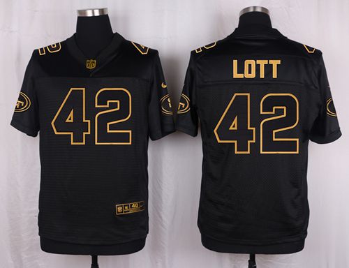 Nike 49ers #42 Ronnie Lott Black Men's Stitched NFL Elite Pro Line Gold Collection Jersey