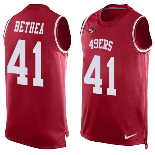 Nike 49ers #41 Antoine Bethea Red Team Color Men's Stitched NFL Limited Tank Top Jersey