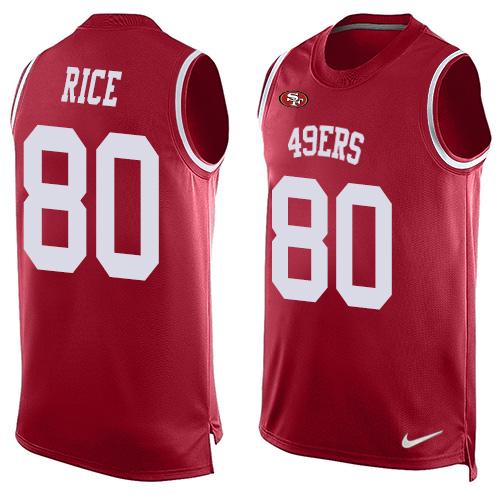 Nike 49ers #80 Jerry Rice Red Team Color Men's Stitched NFL Limited Tank Top Jersey