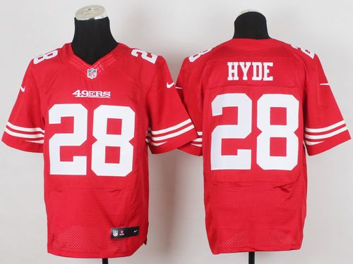 Nike 49ers #28 Carlos Hyde Red Team Color Men's Stitched NFL Elite Jersey