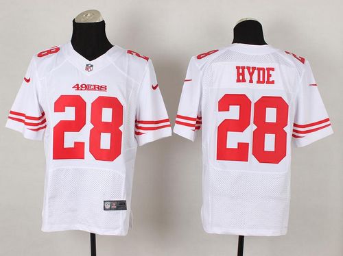 Nike 49ers #28 Carlos Hyde White Men's Stitched NFL Elite Jersey