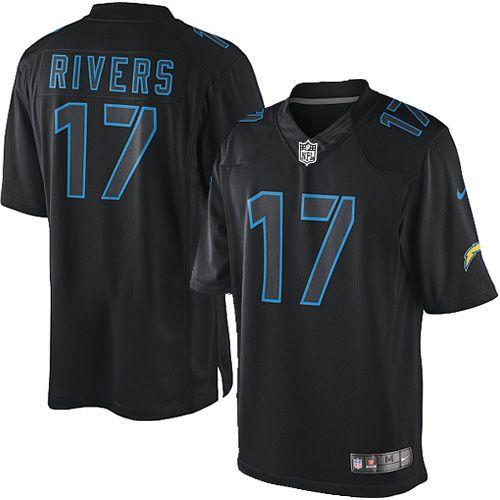 Nike Chargers #17 Philip Rivers Black Men's Stitched NFL Impact Limited Jersey