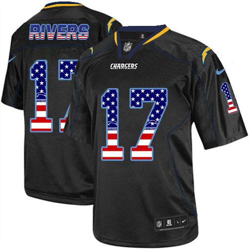 Nike Chargers #17 Philip Rivers Black Men's Stitched NFL Elite USA Flag Fashion Jersey
