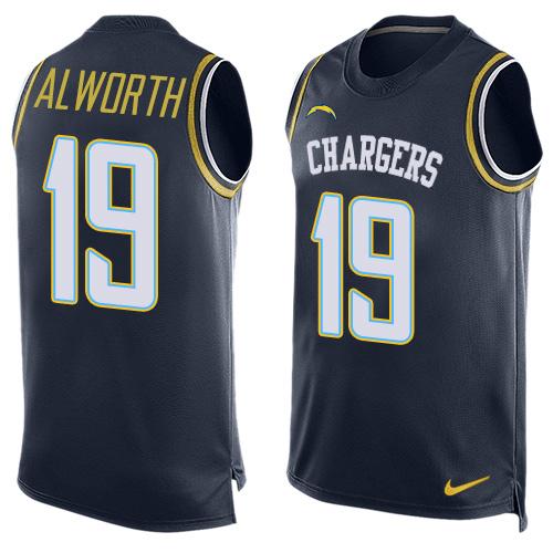 Nike Chargers #19 Lance Alworth Navy Blue Team Color Men's Stitched NFL Limited Tank Top Jersey