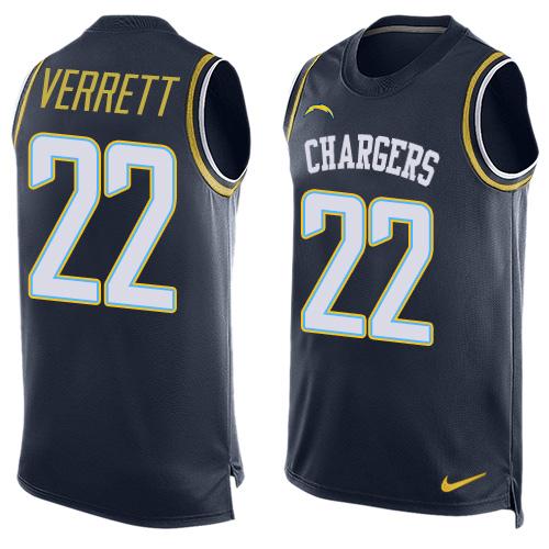 Nike Chargers #22 Jason Verrett Navy Blue Team Color Men's Stitched NFL Limited Tank Top Jersey