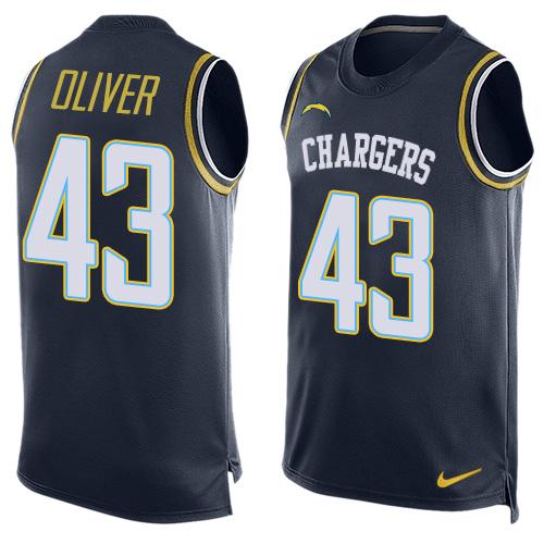 Nike Chargers #43 Branden Oliver Navy Blue Team Color Men's Stitched NFL Limited Tank Top Jersey