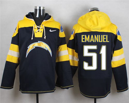 Nike Chargers #51 Kyle Emanuel Navy Blue Player Pullover NFL Hoodie