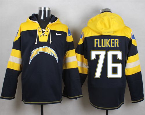 Nike Chargers #76 D.J. Fluker Navy Blue Player Pullover NFL Hoodie