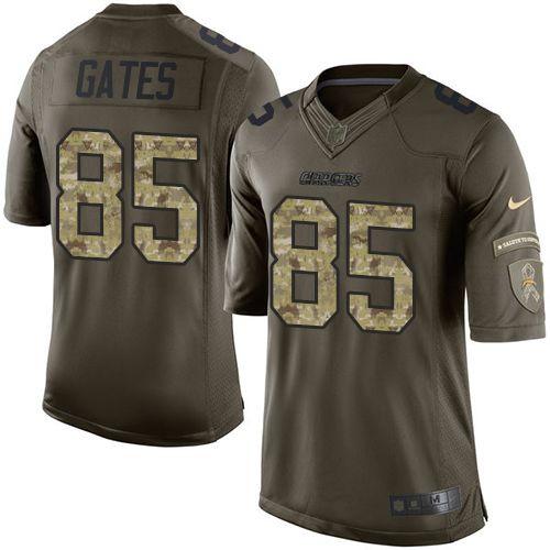 Nike Chargers #85 Antonio Gates Green Men's Stitched NFL Limited Salute to Service Jersey