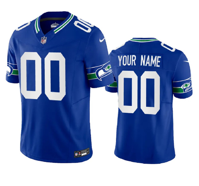 Women's Seattle Seahawks Active Player Custom Royal 2023 F.U.S.E. Throwback Vapor Untouchable Limited Football Stitched Jersey
