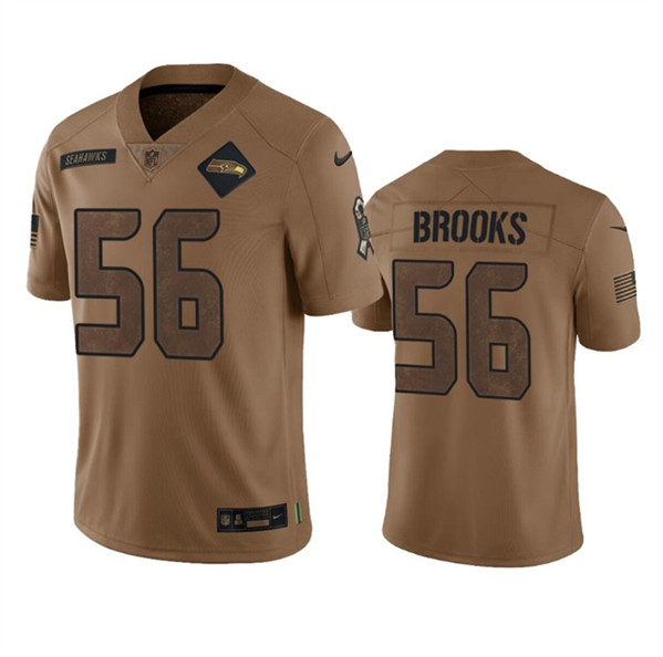 Men's Seattle Seahawks #56 Jordyn Brooks 2023 Brown Salute To Service Limited Football Stitched Jersey