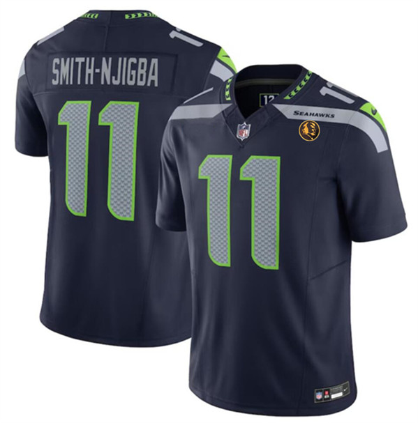 Men's Seattle Seahawks #11 Jaxon Smith-Njigba Navy 2023 F.U.S.E. With John Madden Patch Vapor Limited Football Stitched Jersey