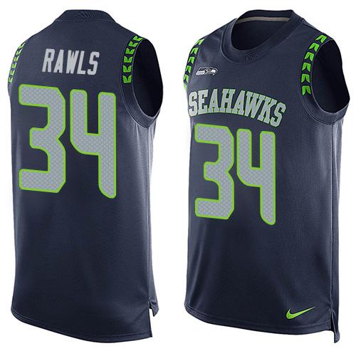 Nike Seahawks #34 Thomas Rawls Steel Blue Team Color Men's Stitched NFL Limited Tank Top Jersey