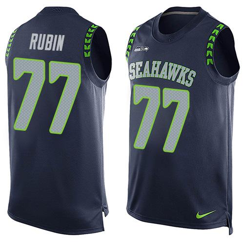 Nike Seahawks #77 Ahtyba Rubin Steel Blue Team Color Men's Stitched NFL Limited Tank Top Jersey