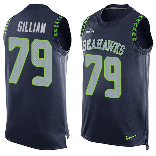 Nike Seahawks #79 Garry Gilliam Steel Blue Team Color Men's Stitched NFL Limited Tank Top Jersey