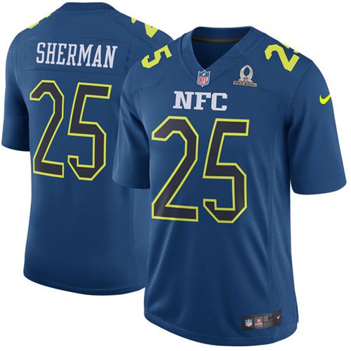 Nike Seahawks #25 Richard Sherman Navy Men's Stitched NFL Game NFC 2017 Pro Bowl Jersey