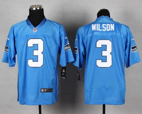 Nike Seahawks #3 Russell Wilson Light Blue Men's Stitched NFL Elite Jersey