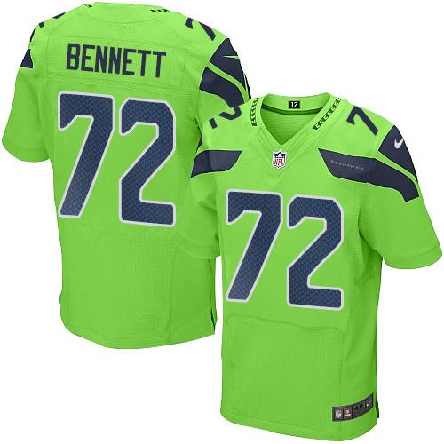 Nike Seahawks #72 Michael Bennett Green Men's Stitched NFL Elite Rush Jersey