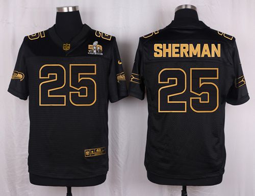 Nike Seahawks #25 Richard Sherman Black Men's Stitched NFL Elite Pro Line Gold Collection Jersey