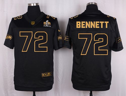 Nike Seahawks #72 Michael Bennett Black Men's Stitched NFL Elite Pro Line Gold Collection Jersey