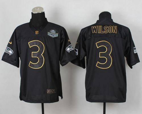 Nike Seahawks #3 Russell Wilson Black Gold No. Fashion Men's Stitched NFL Elite Jersey
