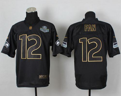 Nike Seahawks #12 Fan Black Gold No. Fashion Men's Stitched NFL Elite Jersey