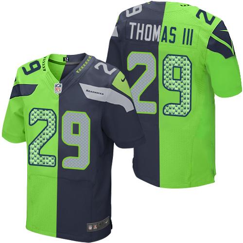 Nike Seahawks #29 Earl Thomas III Steel Blue/Green Men's Stitched NFL Elite Split Jersey