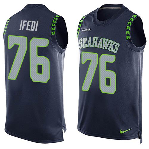 Nike Seahawks #76 Germain Ifedi Steel Blue Team Color Men's Stitched NFL Limited Tank Top Jersey