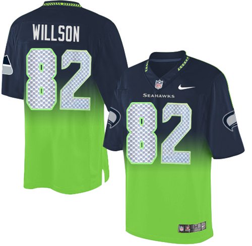 Nike Seahawks #82 Luke Willson Steel Blue/Green Men's Stitched NFL Elite Fadeaway Fashion Jersey
