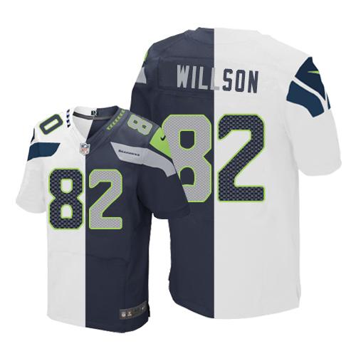 Nike Seahawks #82 Luke Willson White/Steel Blue Men's Stitched NFL Elite Split Jersey